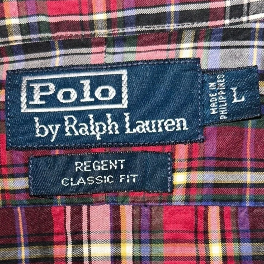 Polo Ralph‎ Lauren Button Down Large Mens Red Plaid Regent Classic Fit Shirt